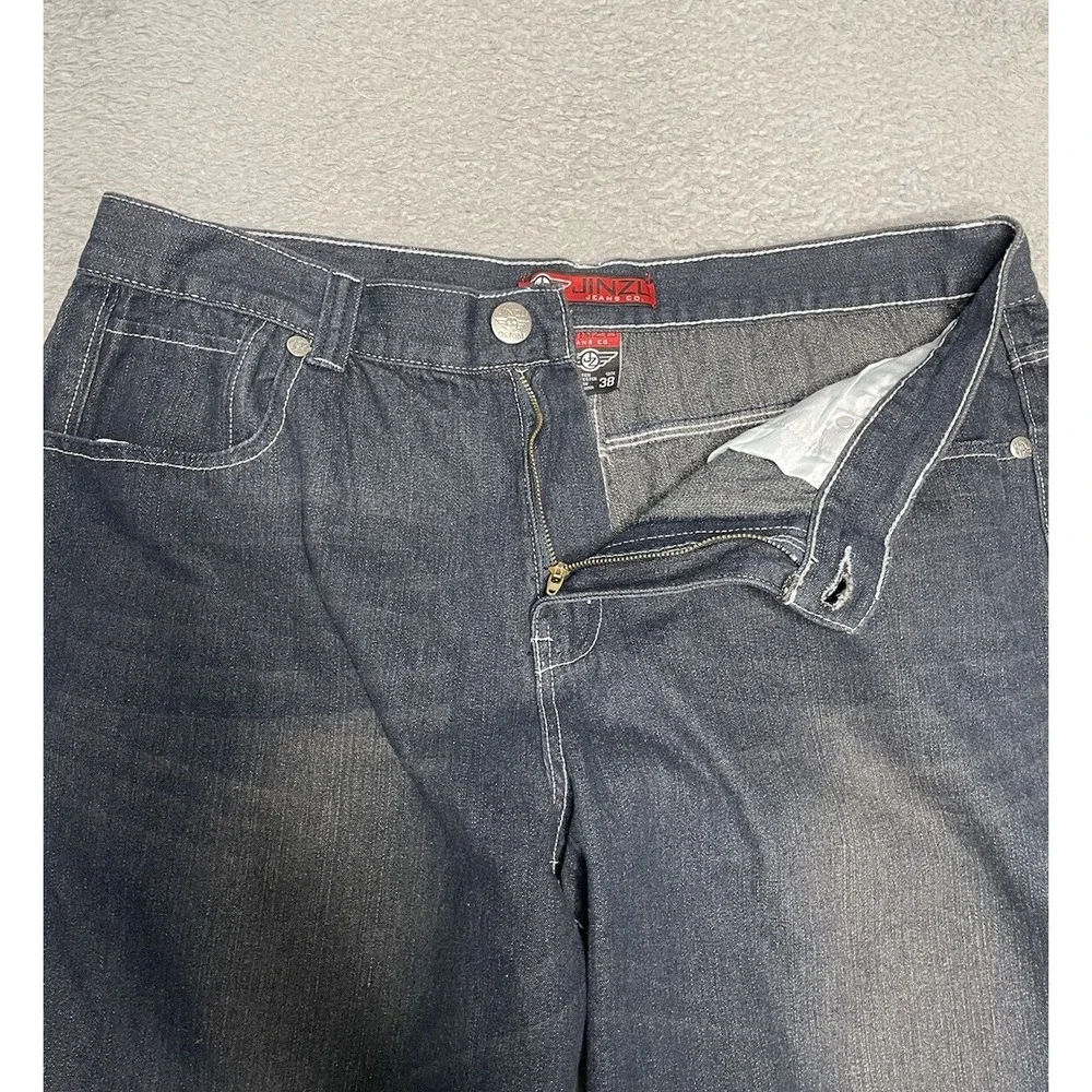 Vintage Y2K Jinzu Shorts Mens 38 Blue Denim Jorts Wide Leg Baggy Skater‎ Shorts